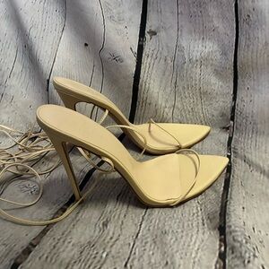 Femme Los Angeles Womens Light Nude Wrap Strappy Stiletto High Heels Sz EU40 GUC